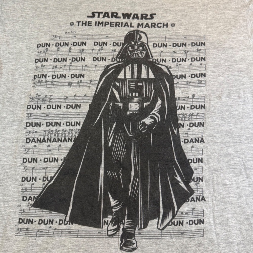 Star Wars Darth Vader Imperial March Sheet Music Gray T-Shirt Mad Engine Mens L
